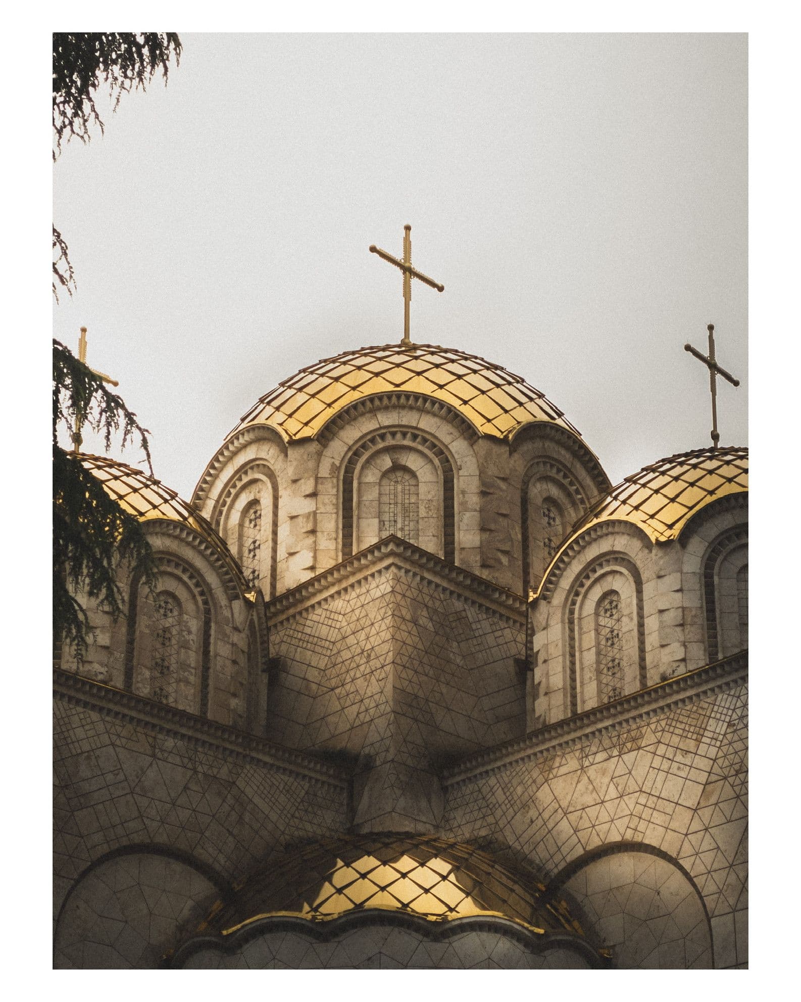 Golden domes and crosses of an Orthodox church
